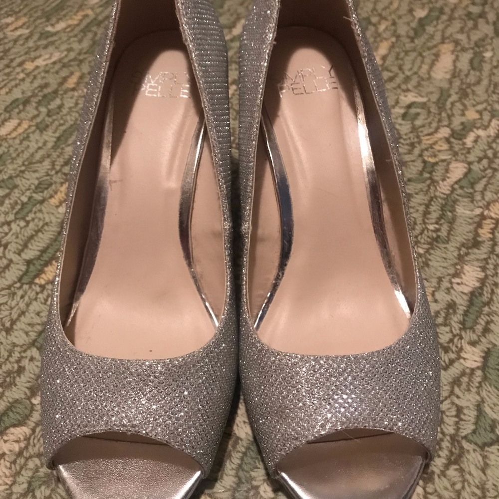 Glitter Peep Toe Wedges - Simply Pelle - 7.5